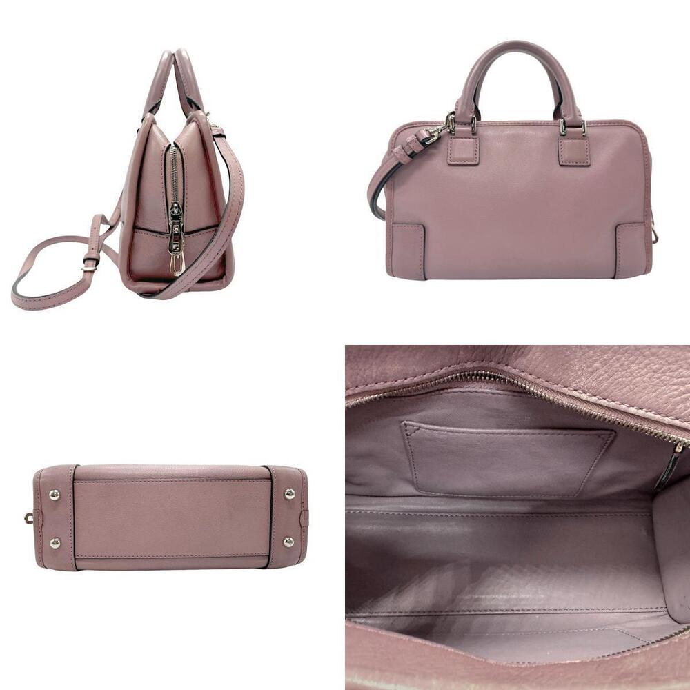 Loewe Amazona Purple Handbag 2way Silver Leather Crossbody Pink Silver Pink